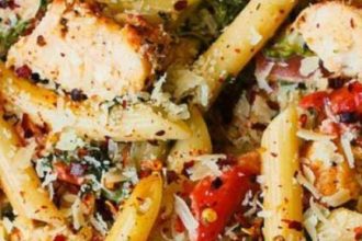 Πένες με κοτόπουλο, μπέικον, ντομάτα
