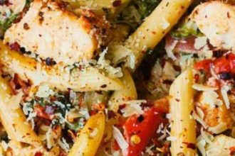 Πένες με κοτόπουλο, μπέικον, ντομάτα