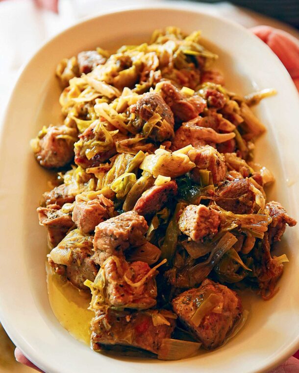 Χοιρινή πρασοτηγανιά