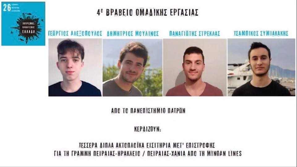 Βραβείο ομαδικής εργασίας σε φοιτητές του Πανεπιστημίου Πατρών