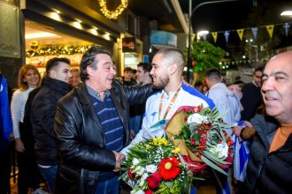 Ο Παναγιώτης Μελάς στην υποδοχή του Πρωταθλητή Ευρώπης στο Τάε Κβον Ντο Σωτήρη Μιχόπουλου