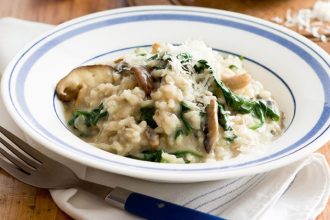 Ριζότο με μανιτάρια και σπανάκι