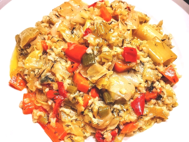 Πρασόρυζο με λαχανικά