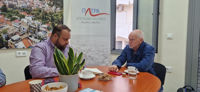 Συνάντηση του Γιώργου Παπανδρέου με τον υποψήφιο Δήμαρχο Πατρέων, Βασίλη Αϊβαλή