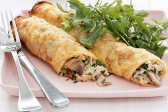 Κρέπες φούρνου με κοτόπουλο και μανιτάρια