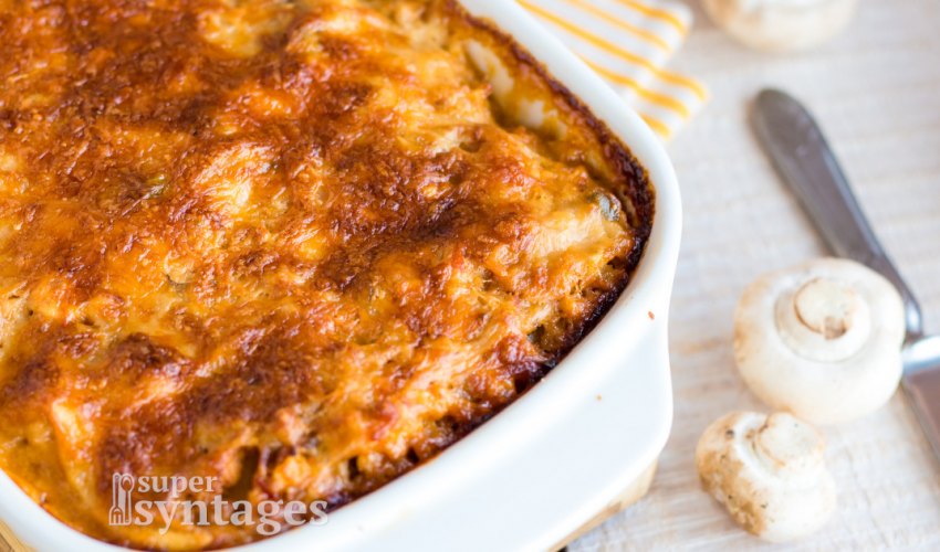 Ζουμερά λαζάνια με μανιτάρια και ρεγκάτο