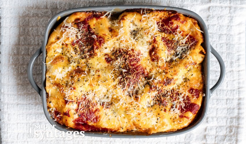 Νόστιμα λαζάνια με μοτσαρέλα, ρικότα και παρμεζάνα