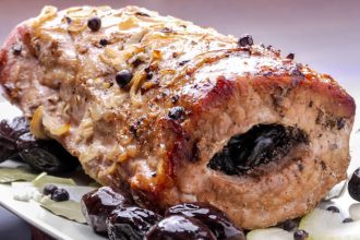 Χοιρινό ρολό με δαμάσκηνα και κεφαλοτύρι