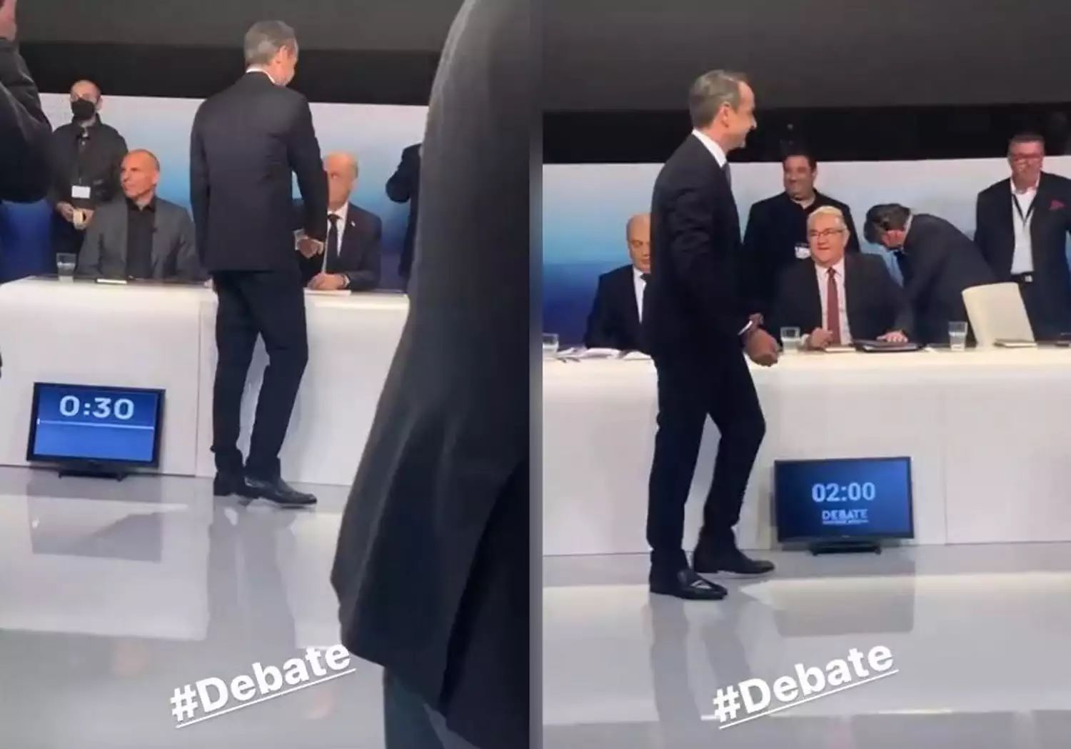 Debate: Η ψυχρότητα μεταξύ Κυριάκου Μητσοτάκη και Γιάνη Βαρουφάκη