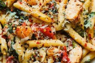 Πέννες με κοτόπουλο και φρέσκες ντομάτες