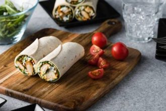 Wrap με κοτόπουλο, σπανάκι και φέτα