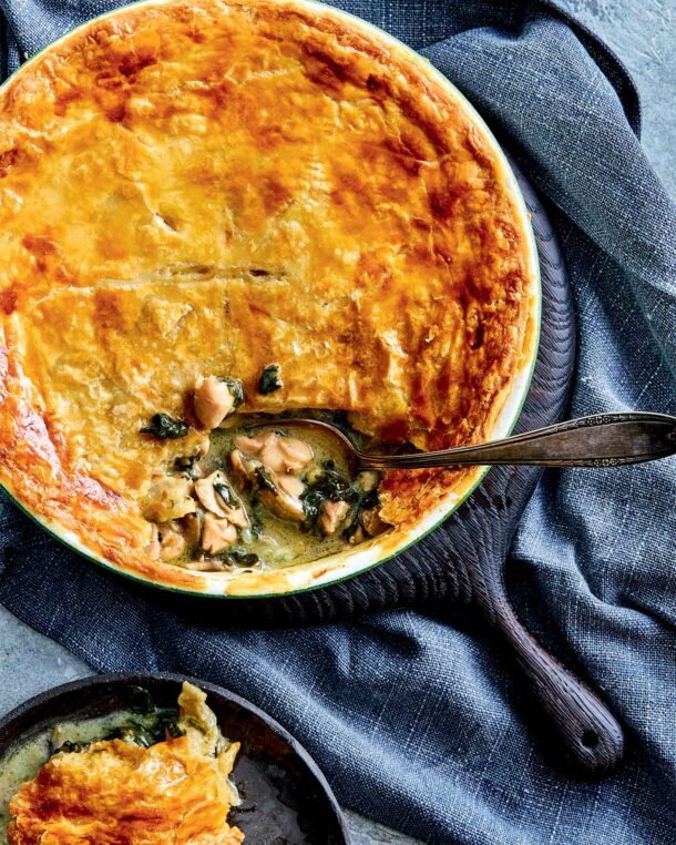 Pot pie με μανιτάρια, σπανάκι, κοτόπουλο