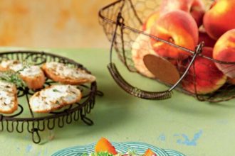 Ψαρονέφρι με ροδάκινα στο γκριλ