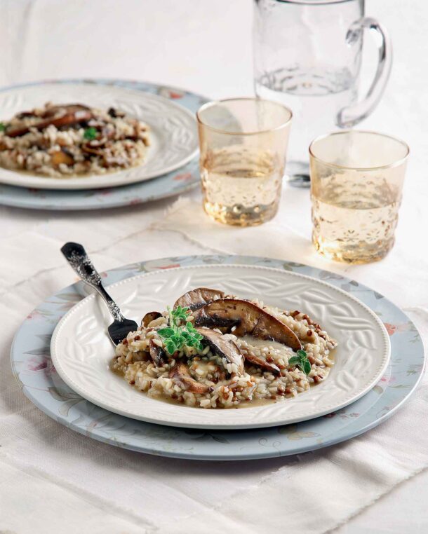 Ριζότο με φακές και ψητά μανιτάρια