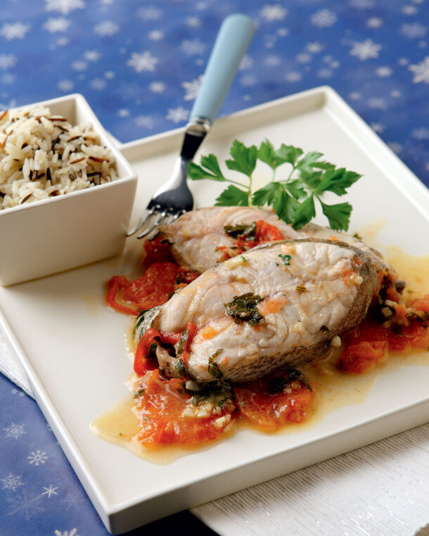 Σφυρίδα κρασάτη με σκόρδο και μαϊντανό