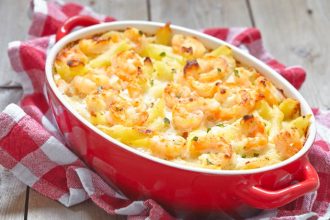 Πέννες στο φούρνο με γαρίδες