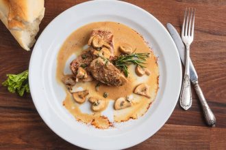 Ψαρονέφρι με κρέμα γάλακτος και μανιτάρια