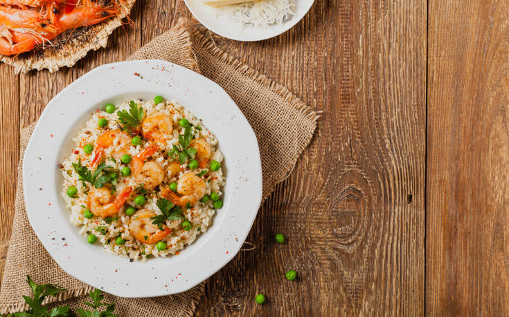 Ριζότο με καλαμαράκια και γαρίδες