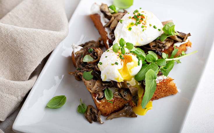 Φρυγανισμένο ψωμί με κρεμώδη μανιτάρια