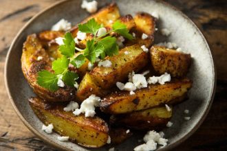 Λεμονάτες πατάτες στο φούρνο με φέτα και θυμάρι