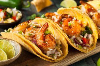 Τάκος με γαρίδες και σος κόλιανδρου