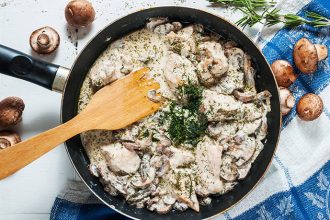 Σνίτσελ κοτόπουλο με κρέμα γάλακτος και μανιτάρια