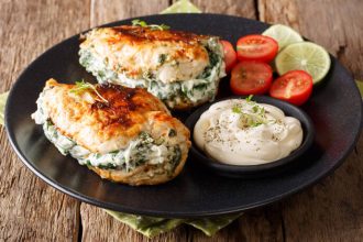 Κοτόπουλο γεμιστό με τυρί και σπανάκι