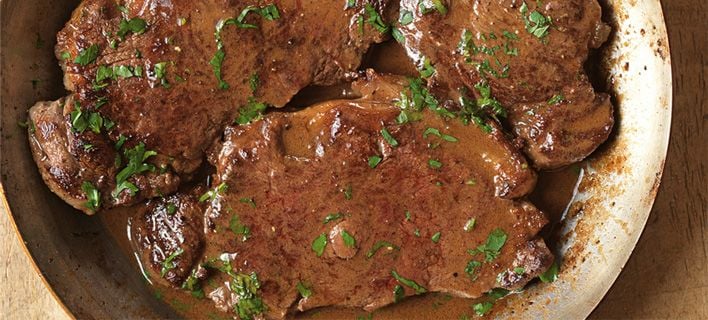 Μπριζόλες με σος από πόρτο και μουστάρδα