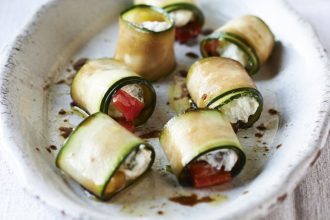 Κολοκυθάκια ρολό με πιπεριά και ρικότα