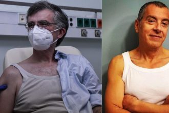 Σταύρος Θεοδωράκης - Φωτογραφίζεται με λευκό φανελάκι και δηλώνει: «Μαζί σου Τσιόδρα!»