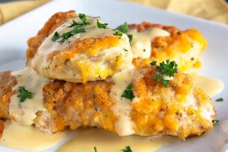 Κοτόπουλο πανέ με τσένταρ