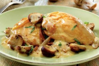 Κοτόπουλο με τυρί κρέμα και μανιτάρια