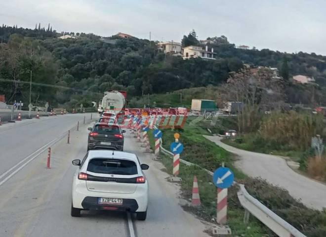 Ουρές ταλαιπωρίας στην εθνική Πατρών - Πύργου, λόγω έργων (ΦΩΤΟ)