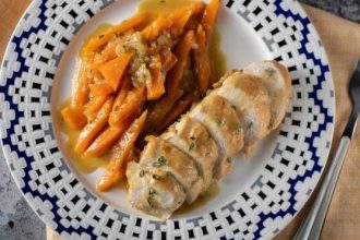 Κοτόπουλο με μουστάρδα και καρότα