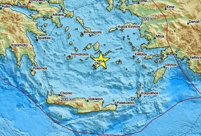 Νέος σεισμός, τα ξημερώματα, μεταξύ Σαντορίνης και Αμοργού