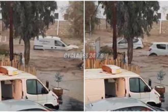 "Πνίγηκε" η Πάρος: Παρασύρθηκαν οχήματα, μεγάλες υλικές ζημιές μετά την ισχυρή νεροποντή (ΒΙΝΤΕΟ)