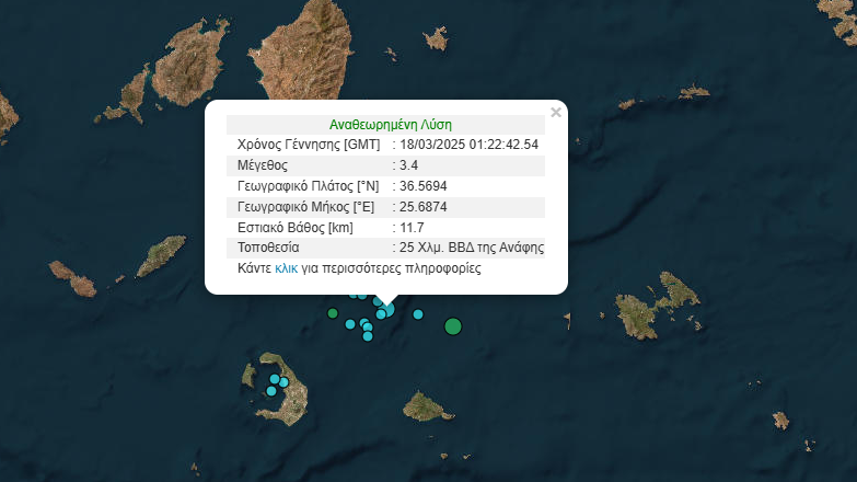 Σεισμός 3,4 Ρίχτερ στη Σαντορίνη, τα ξημερώματα