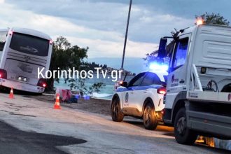 Καθίζηση στην Παλαιά Εθνική Κορίνθου-Πατρών την ώρα που περνούσε το ΚΤΕΛ (ΦΩΤΟ)