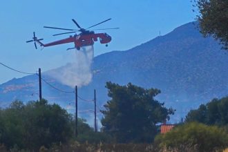 Φωτιά στα Χανιά: Κινητοποιήθηκαν 36 πυροσβέστες και δύο ελικόπτερα