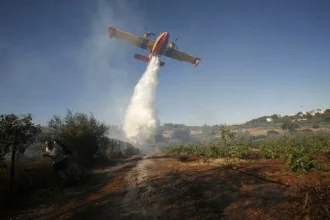 Φωτιά στα Λεχαινά - Σηκώθηκαν εναέρια μέσα, ήχησε το 112
