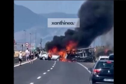 Τραγωδία στην Εγνατία – Τρεις άνθρωποι απανθρακωμένοι σε καραμπόλα οχημάτων