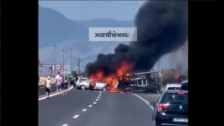 Τραγωδία στην Εγνατία – Τρεις άνθρωποι απανθρακωμένοι σε καραμπόλα οχημάτων