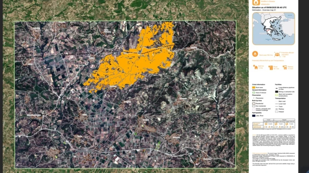 Πυρκαγιά στην Ηλεία - Copernicus: Κάηκαν 7.950 στρέμματα