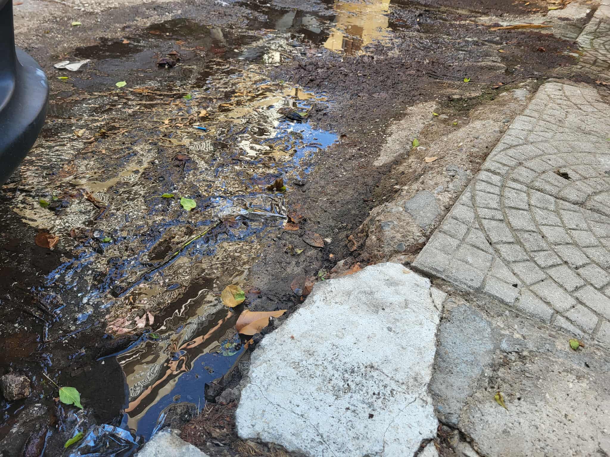 Πάτρα: Η ...λίμνη της οδού Ναυαρίνου - Διαρροή νερού για εβδομάδες ΦΩΤΟ