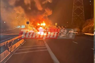Στις φλόγες νταλίκα μετά από τροχαίο στην Εθνική Οδό Κορίνθου – Πατρών
