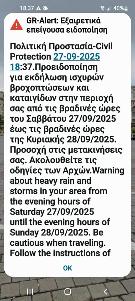 Αχαΐα - ΕΚΤΑΚΤΟ: Εστάλη μήνυμα του 112 για την κακοκαιρία - Πρόβλεψη για 100 τόνους νερού ανά στρέμμα!