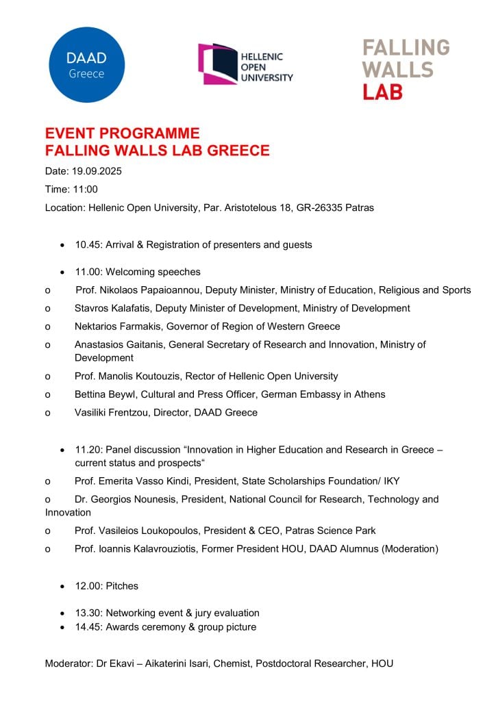 Πάτρα: Διαγωνισμός καινοτομίας Falling Walls Lab Greece