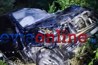 Αυτοκίνητο με δύο επιβάτες έπεσε σε χαράδρα 150 μέτρων στη Βόρεια Εύβοια, νεκρός ο ένας