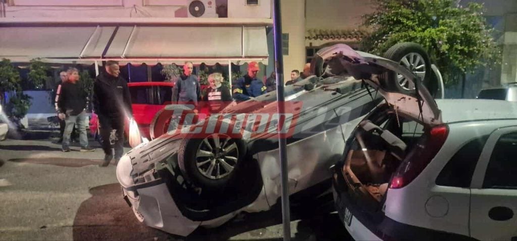 Άγιο είχε οδηγός που τούμπαρε με τον ΙΧ στο κέντρο της Πάτρας, τα ξημερώματα ΦΩΤΟ