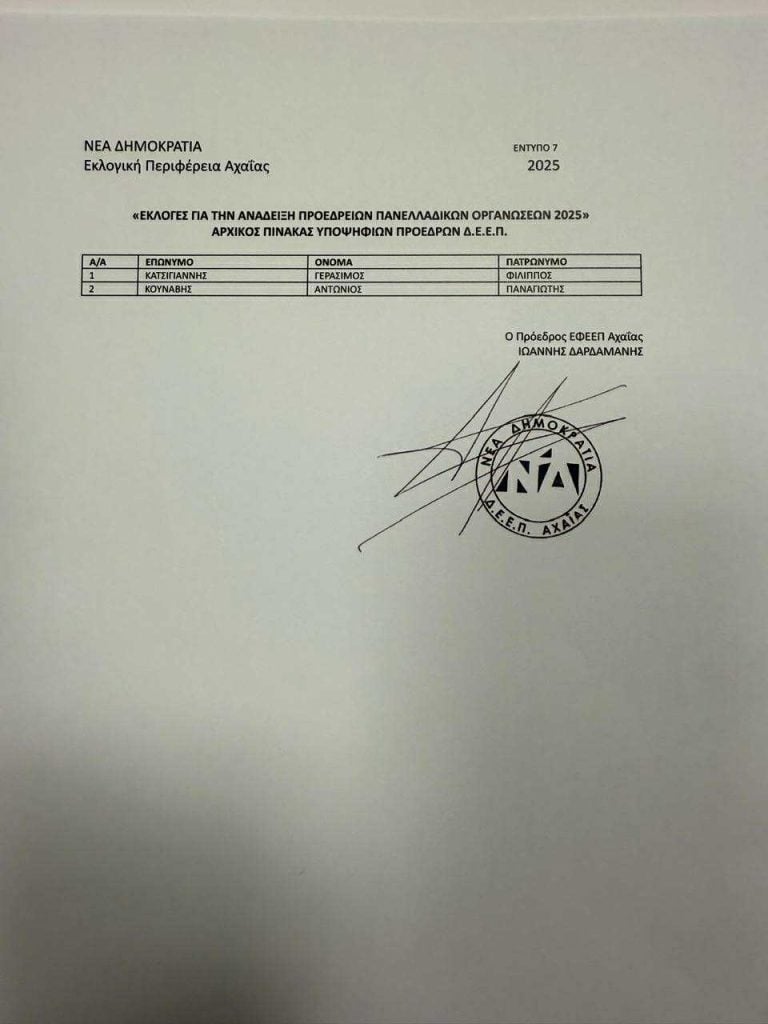 Κουνάβης - Κατσιγιάννης αντιμέτωποι για την προεδρία της ΔΕΕΠ Ν.Δ. Αχαΐας - Ποιοι τους στηρίζουν